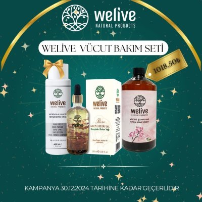 WELIVE 3’LÜ SET (MORİNGA ŞAMPUAN + JAPON KİRAZ DUŞJELİ+ GÜLYAĞI)