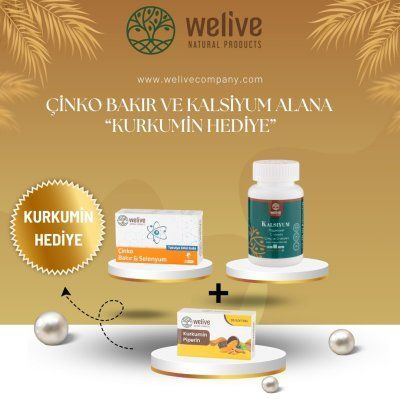 WELİVE KALSİYUM VE ÇİNKO B.S ALANA KURKUMİN HEDİYE