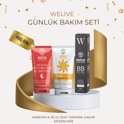 WELIVE 3 LÜ SET ( BB LIGHT + GECE BAKIM KREM 50ML +SUN  GÜNEŞ KREM 50 ML )