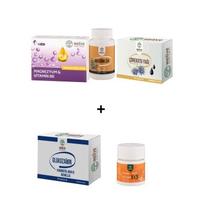 WELIVE AKGÜNLÜK, ÇÖREKOTU CAP & MAGNEZYUM TABLET ALANA GLUKOZAMİN & D3 TABLET HEDİYE