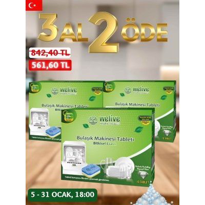 WELIVE BULAŞIK YIKAMA TABLETİ 10’LU 3 AL 2 ÖDE